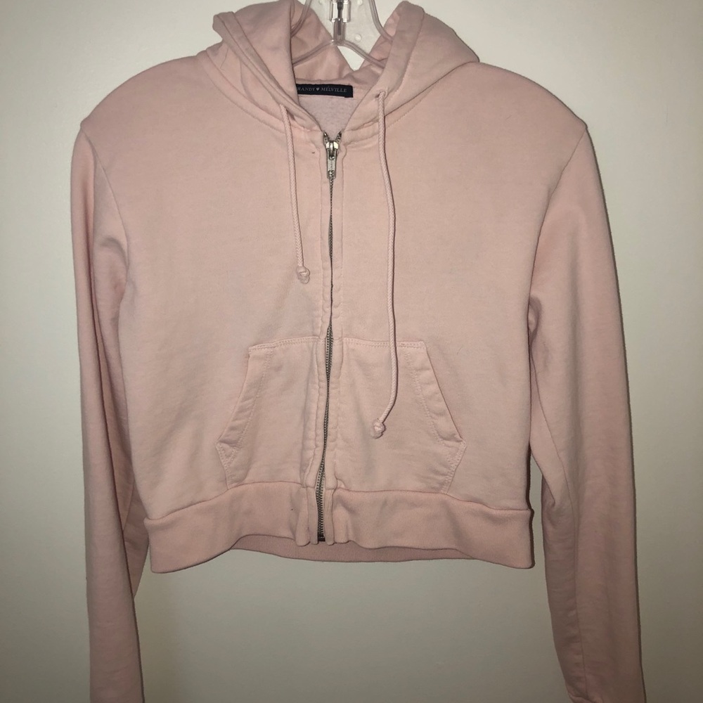 Light Pink Cropped Brandy Zip Up